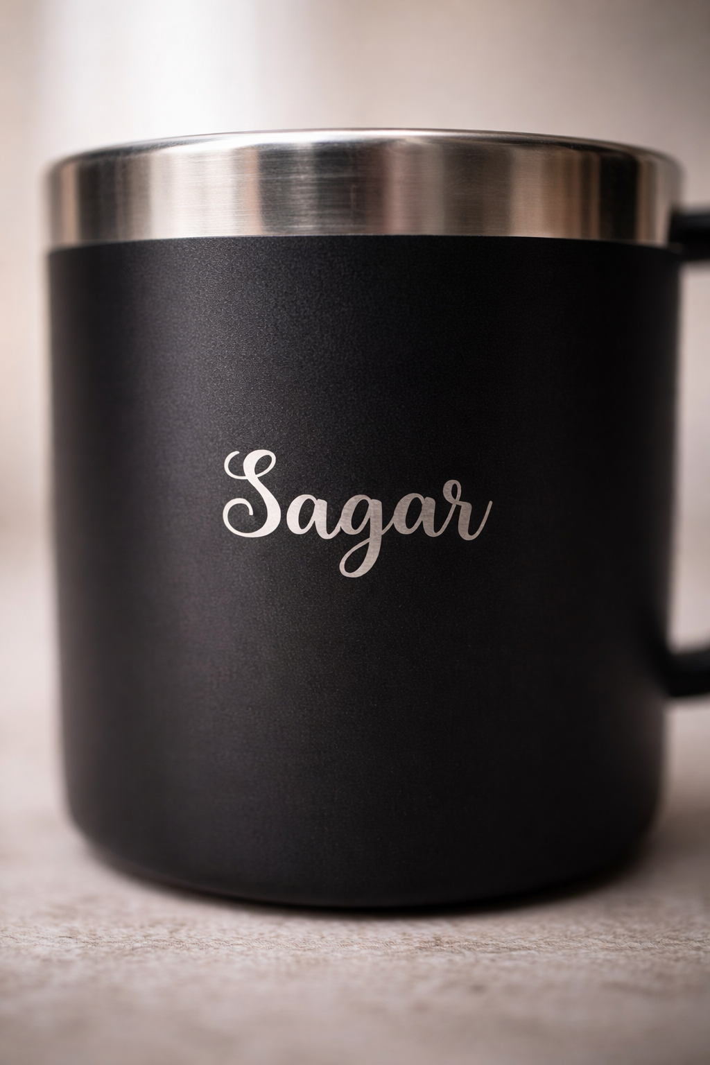 Personalized Black Stainless Steel Coffee Mug with Name