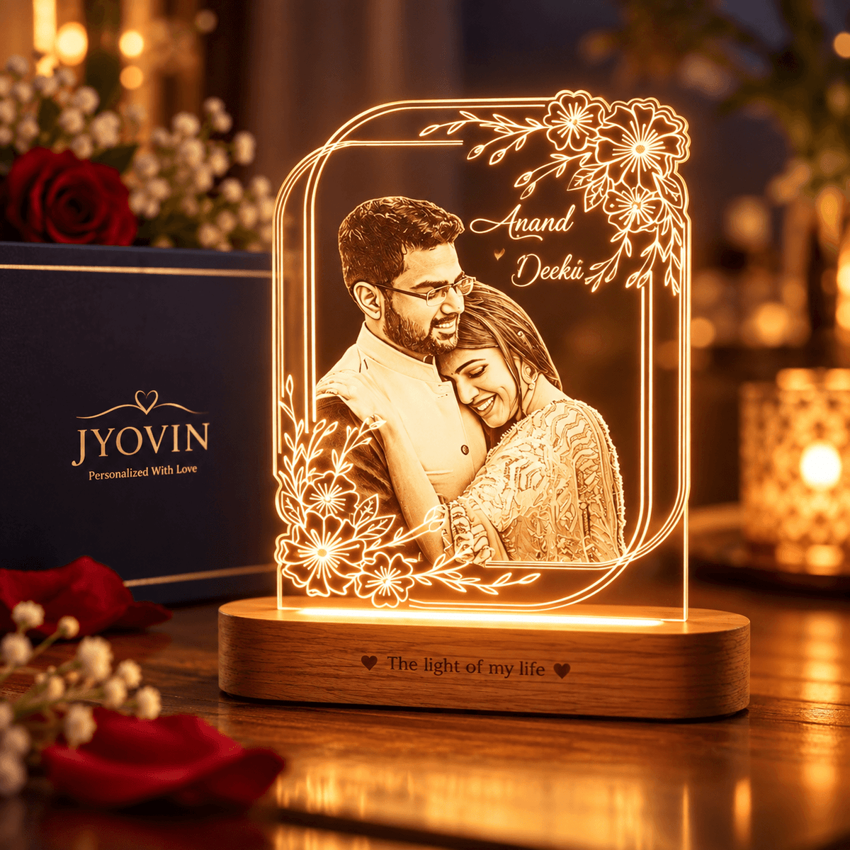 Personalized LED Photo Lamp with Custom Photo & Names | JYOVIN