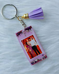 Personalized Resin Photo Keychain with Tassel | Custom Picture Keyring Gift