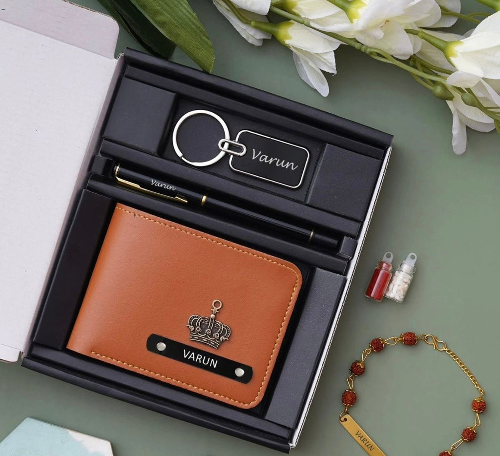 Customized Men’s Wallet Combo Gift Box with Name Engraving