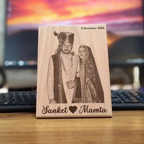Custom Wooden Photo Engraving Frame – Premium Gift