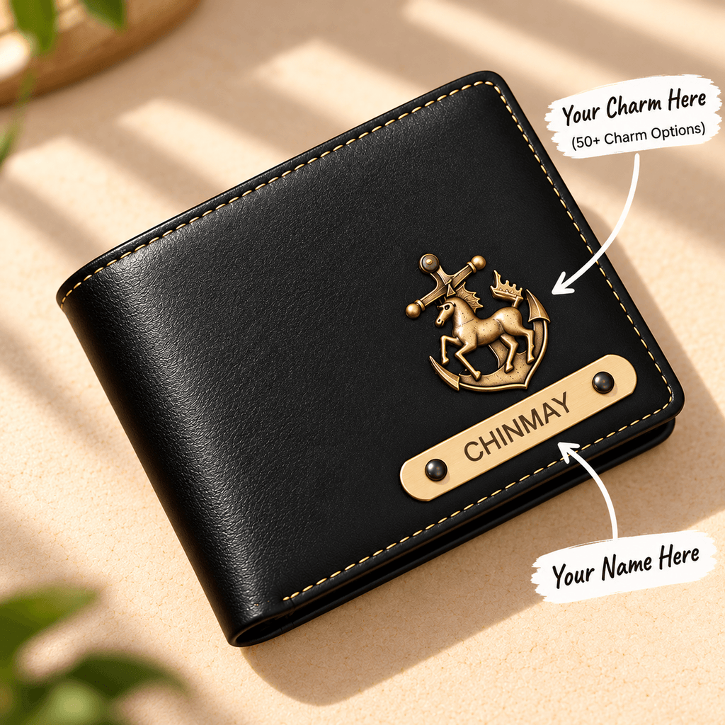 Personalized Premium Men’s Wallet with Custom Name & Charm