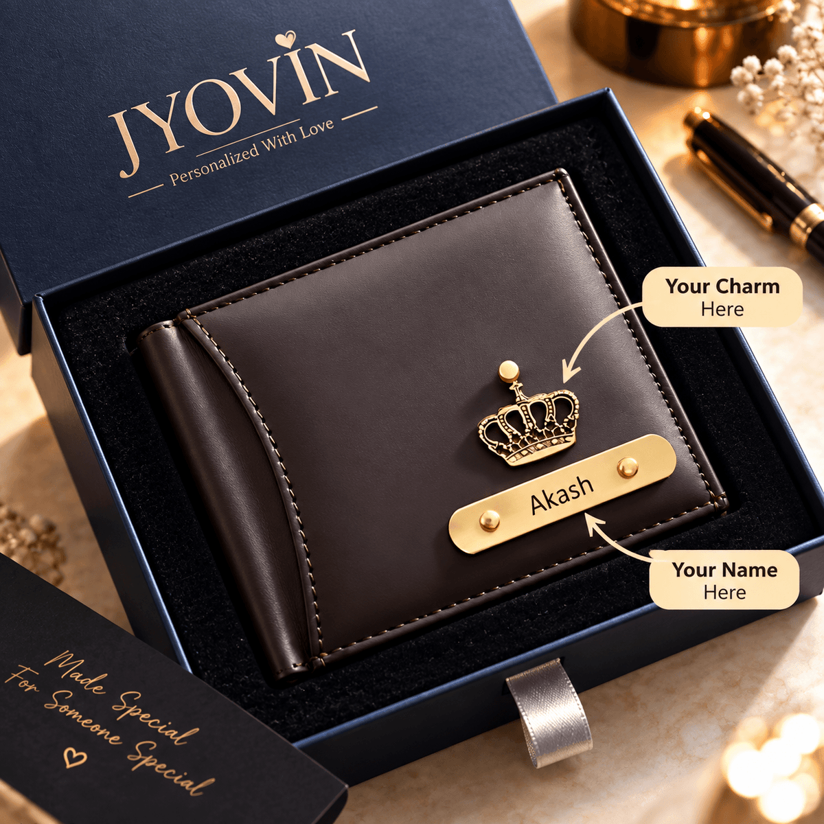 Personalized Leather Wallet with Name & Symbol