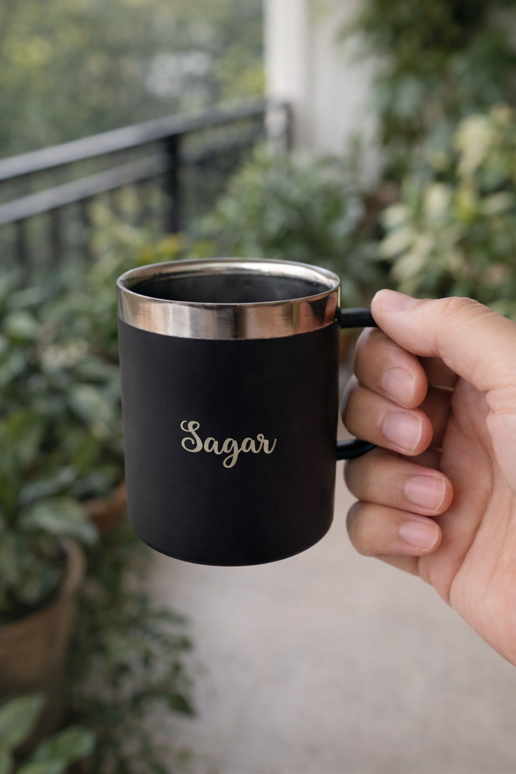Personalized Black Stainless Steel Coffee Mug with Name