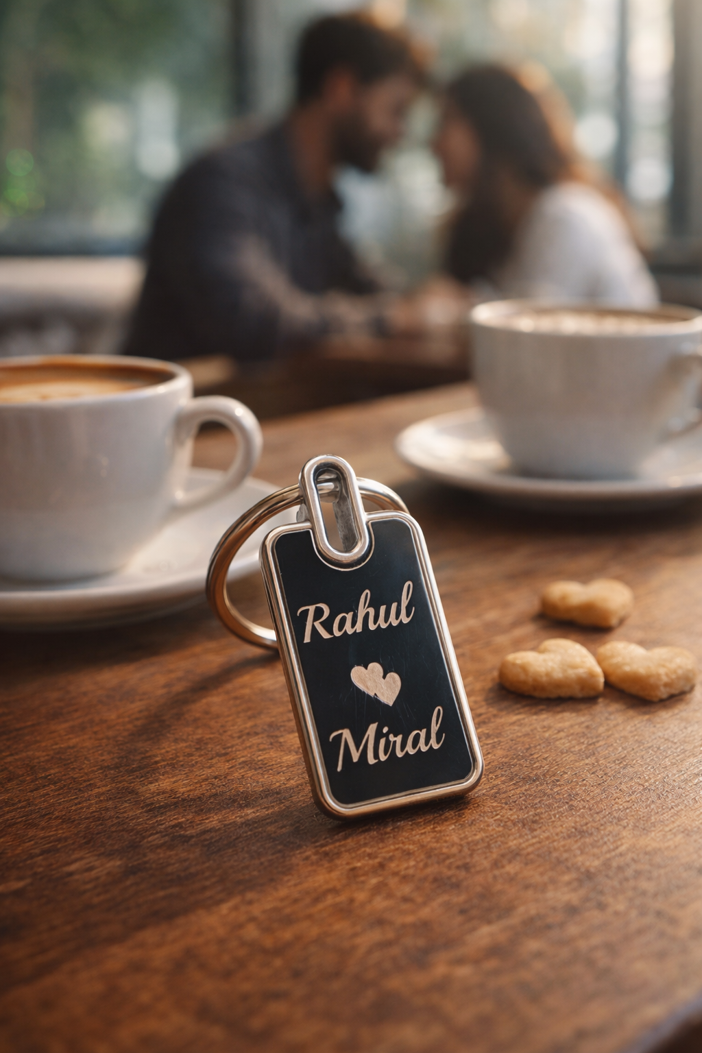 Personalized Couple Name Keychain – Custom Engraved Love Keyring Gift