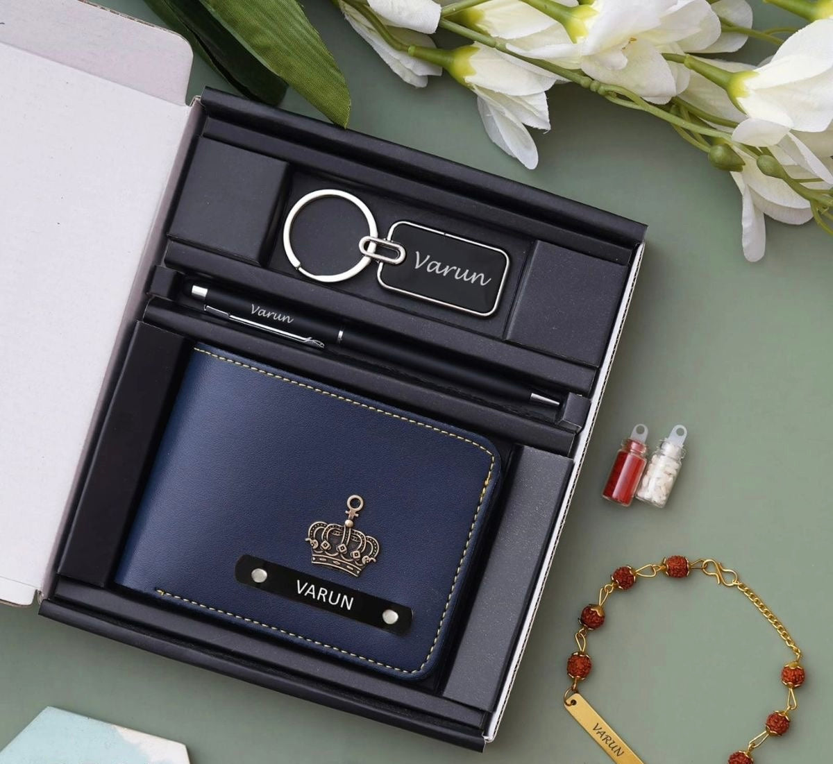 Customized Men’s Wallet Combo Gift Box with Name Engraving