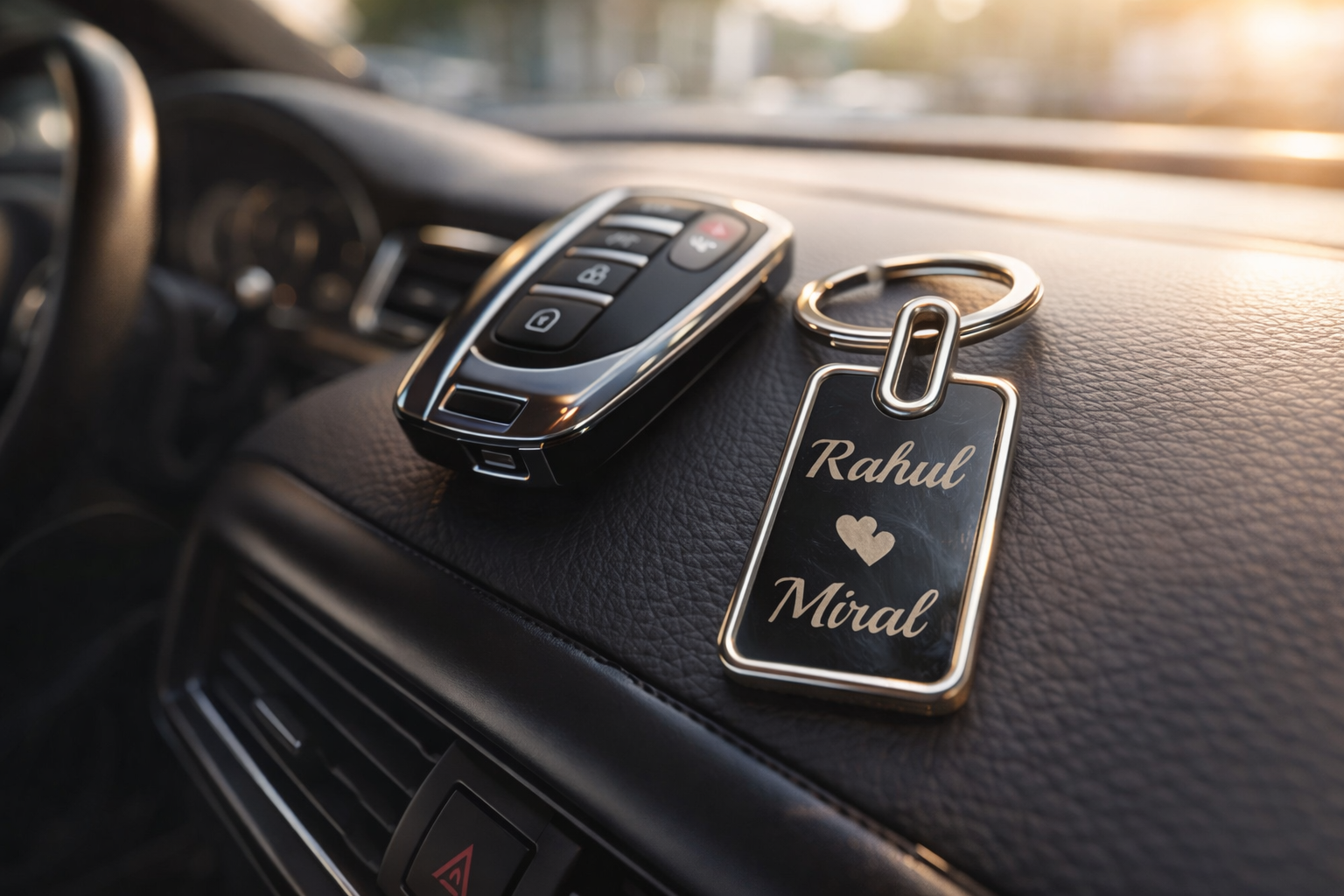 Personalized Couple Name Keychain – Custom Engraved Love Keyring Gift