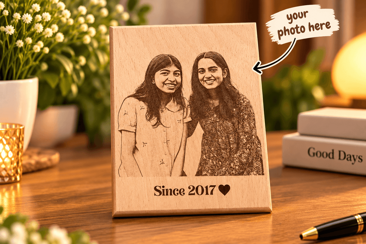 Custom Wooden Photo Engraving Frame – Premium Gift