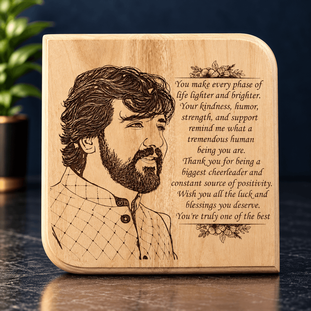 Personalized Wooden Engraved Plaque | Custom Photo & Message Gift