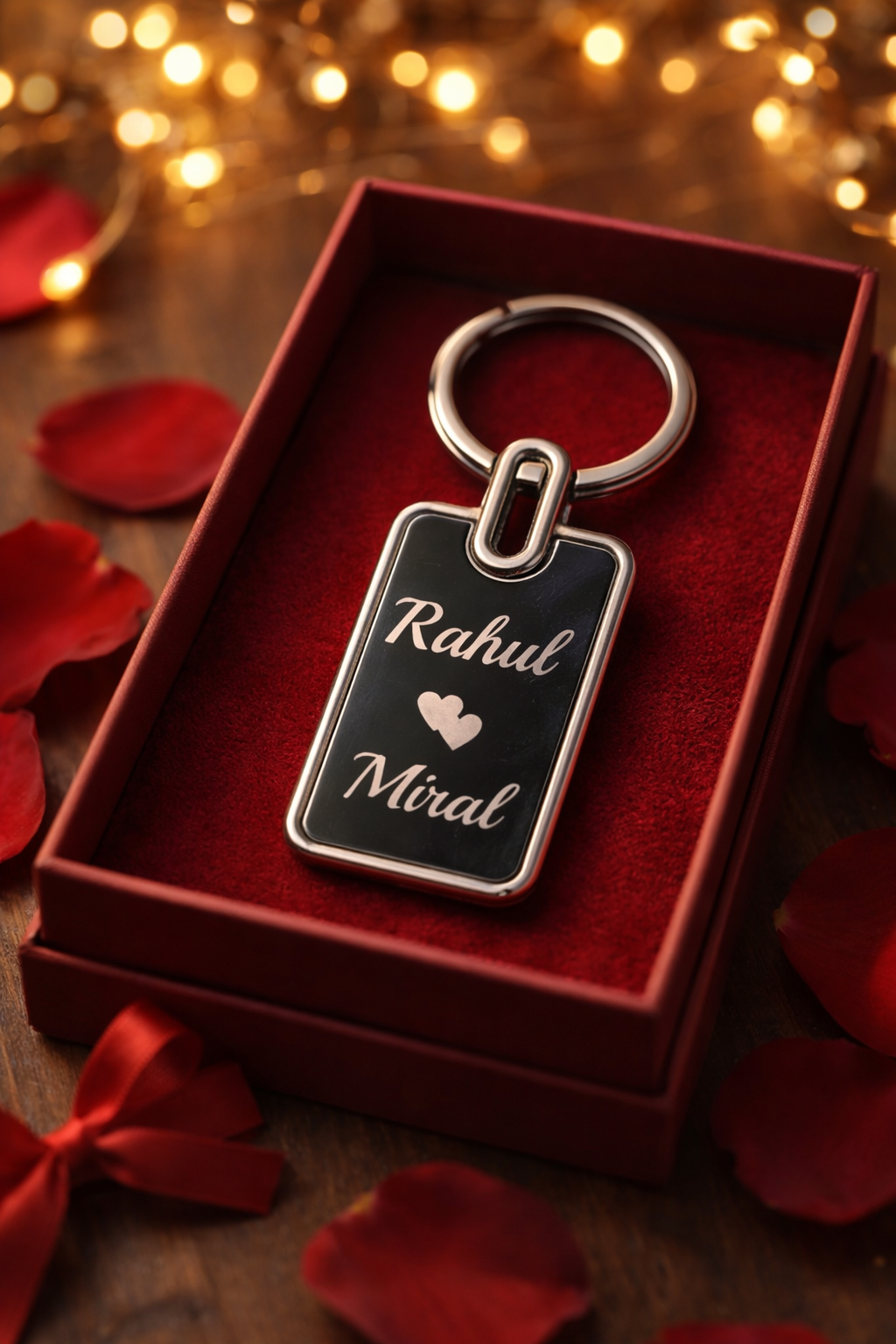 Personalized Couple Name Keychain – Custom Engraved Love Keyring Gift