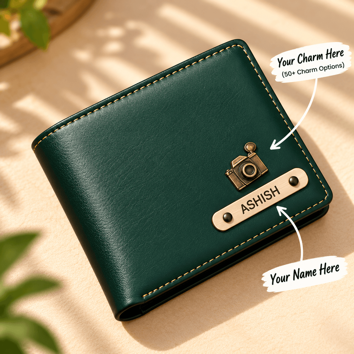 Personalized Premium Men’s Wallet with Custom Name & Charm