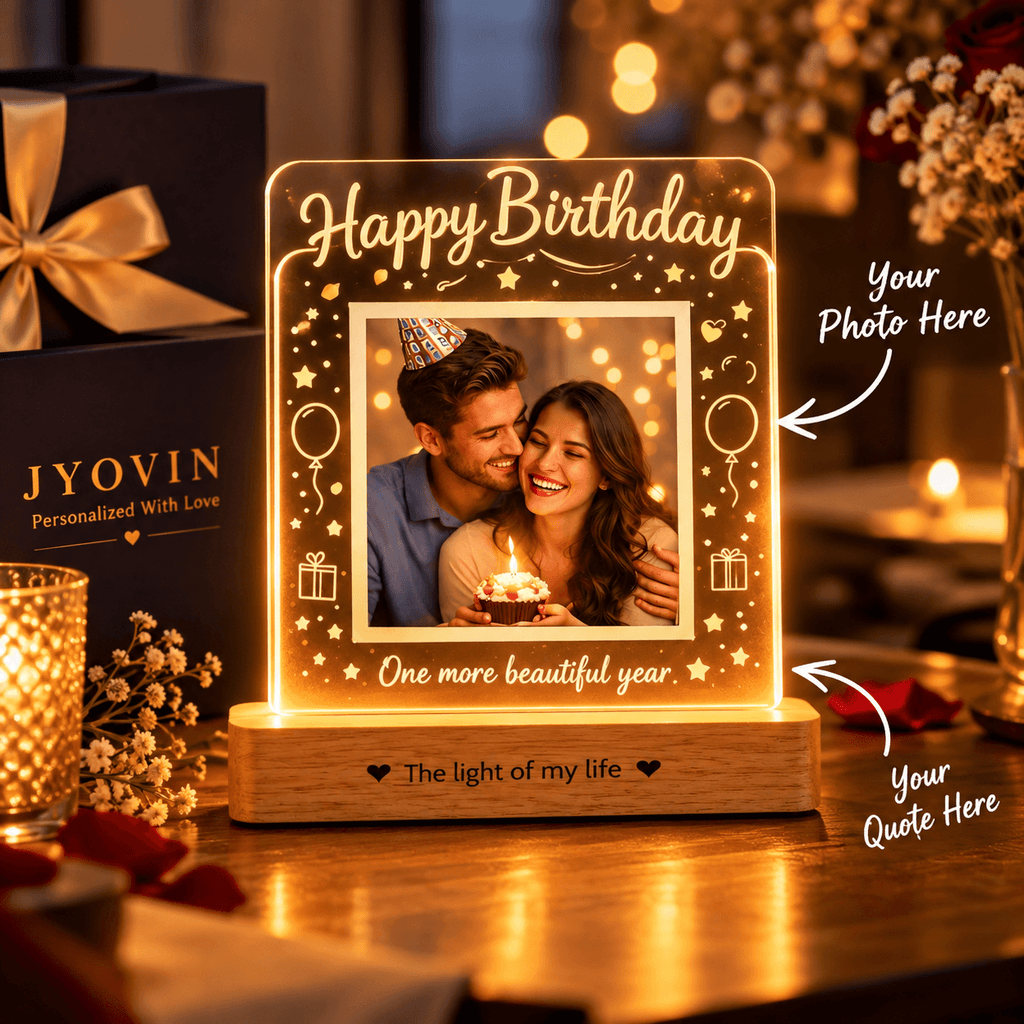 Personalized LED Photo Lamp with Custom Quote | Birthday Gift