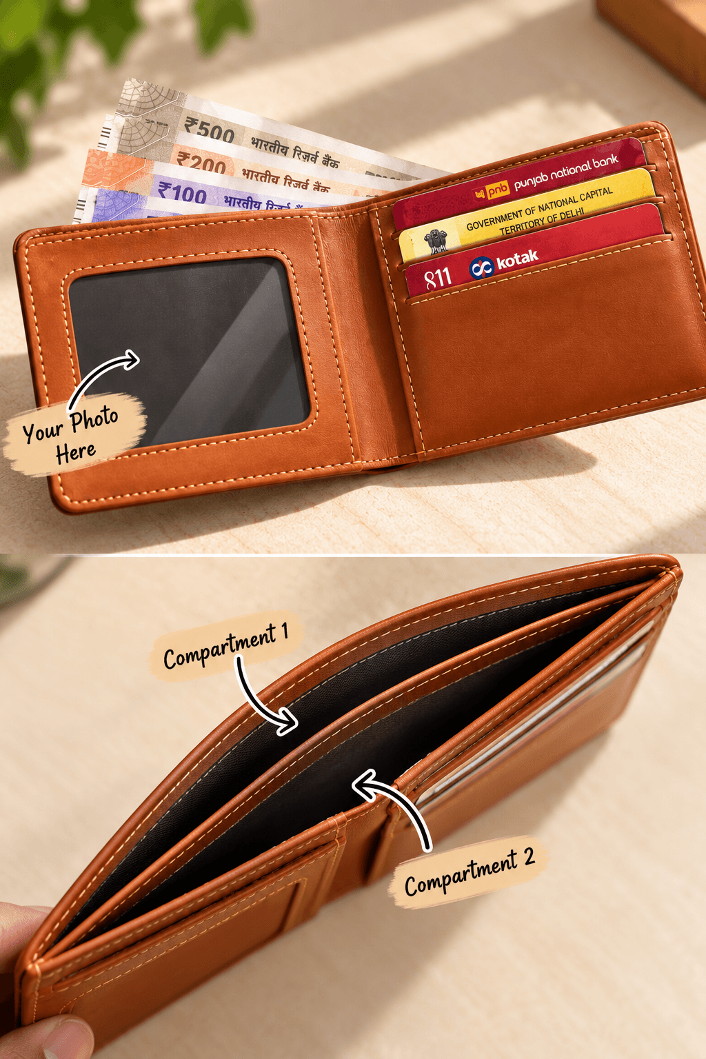 Personalized Premium Men’s Wallet with Custom Name & Charm