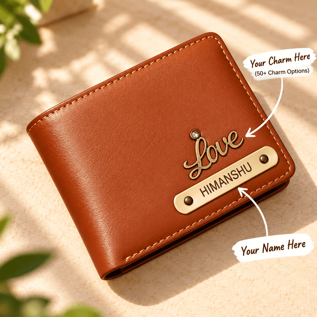 Personalized Premium Men’s Wallet with Custom Name & Charm