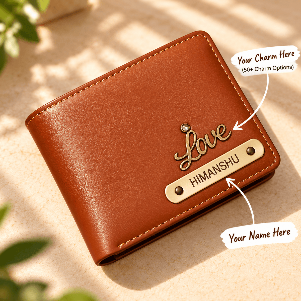 Personalized Premium Men’s Wallet with Custom Name & Charm
