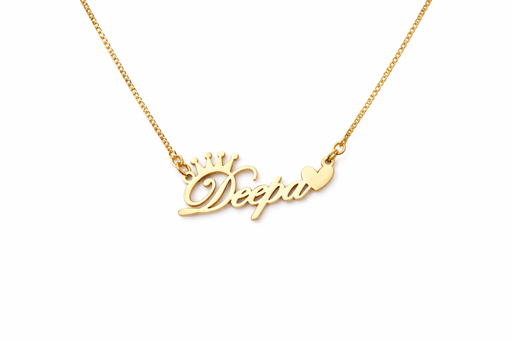 Custom Name Crown Necklace – Gold Finish