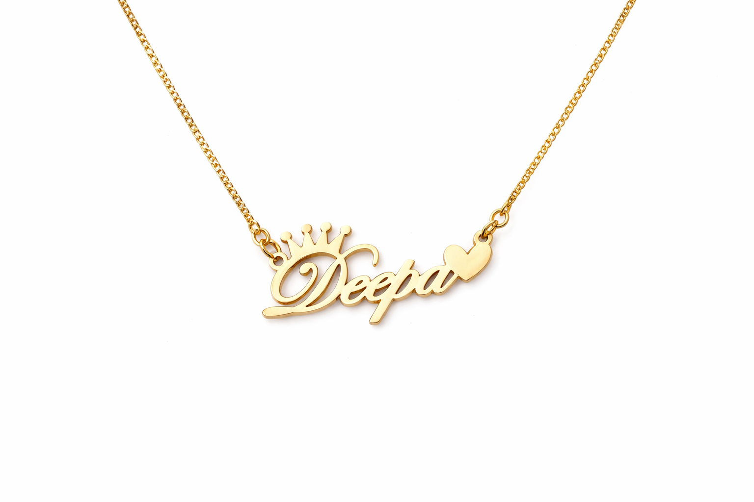 Custom Name Crown Necklace – Gold Finish