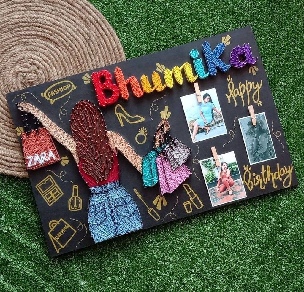 Personalized String Art Photo Board with Names & Photos
