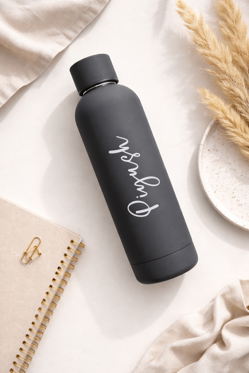 Personalized Matte Black Stainless Steel Water Bottle