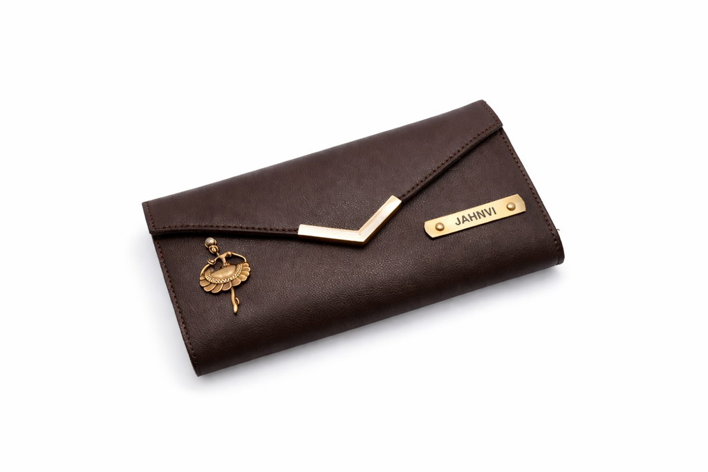 Personalized Envelope Clutch Wallet with Name Plate
