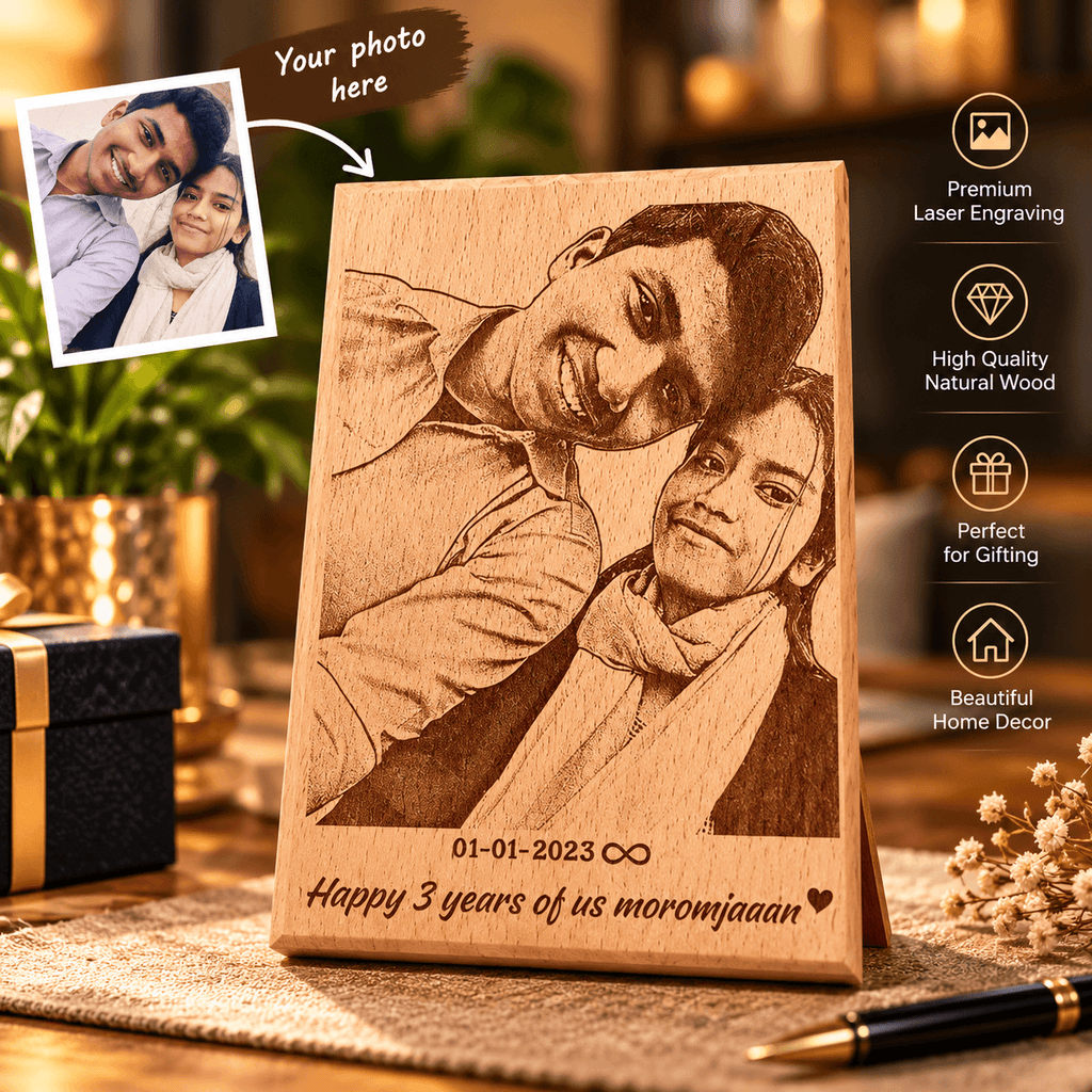 Custom Wooden Photo Engraving Frame – Premium Gift