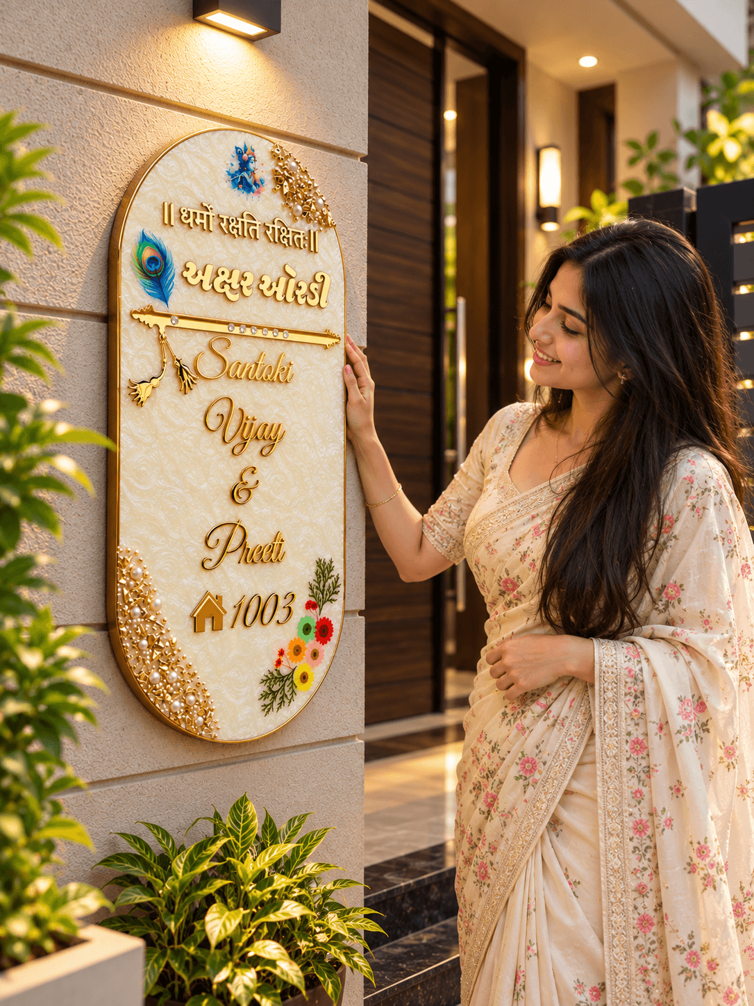 Personalized Resin Krishna House Name Plate