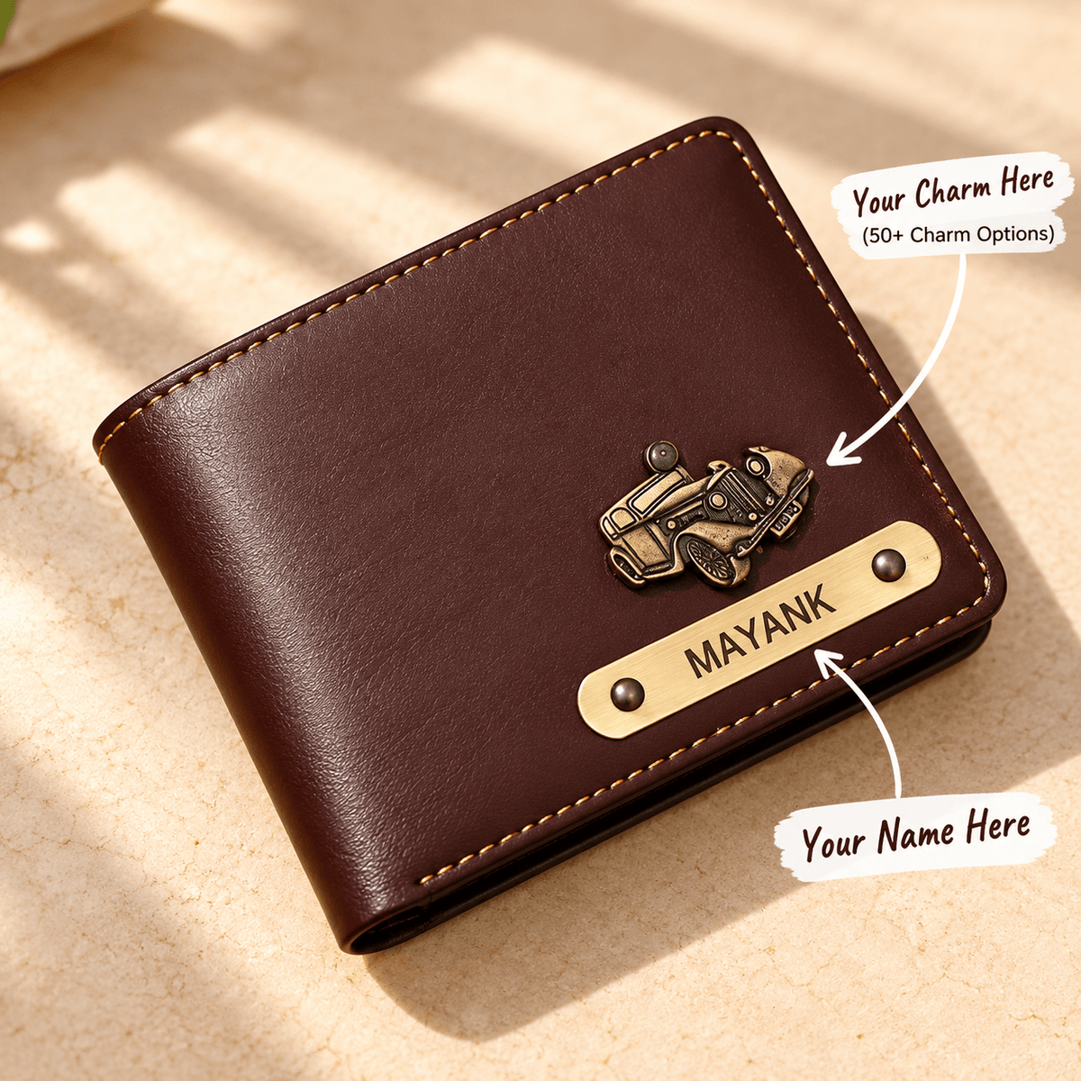 Personalized Premium Men’s Wallet with Custom Name & Charm