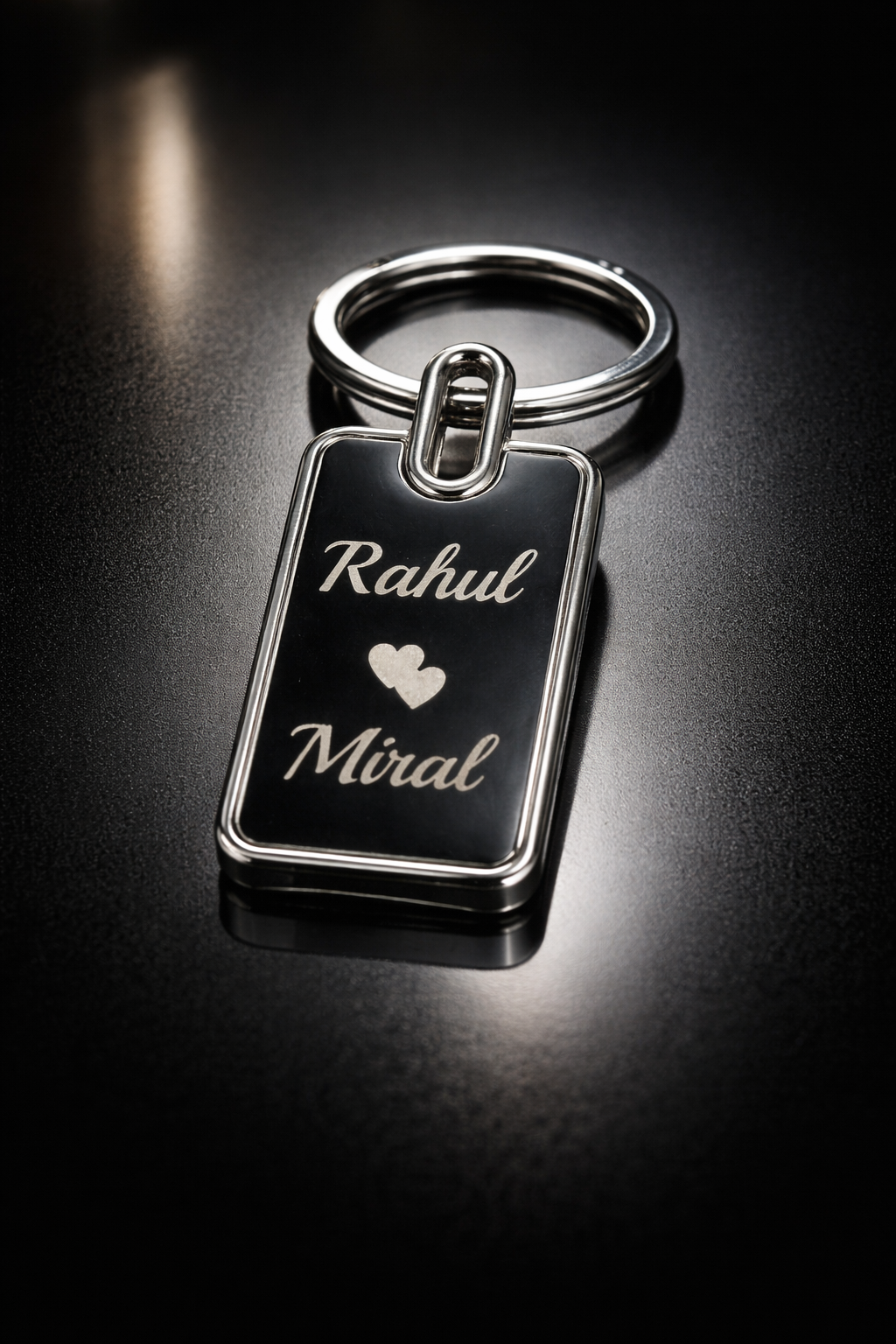 Personalized Couple Name Keychain – Custom Engraved Love Keyring Gift
