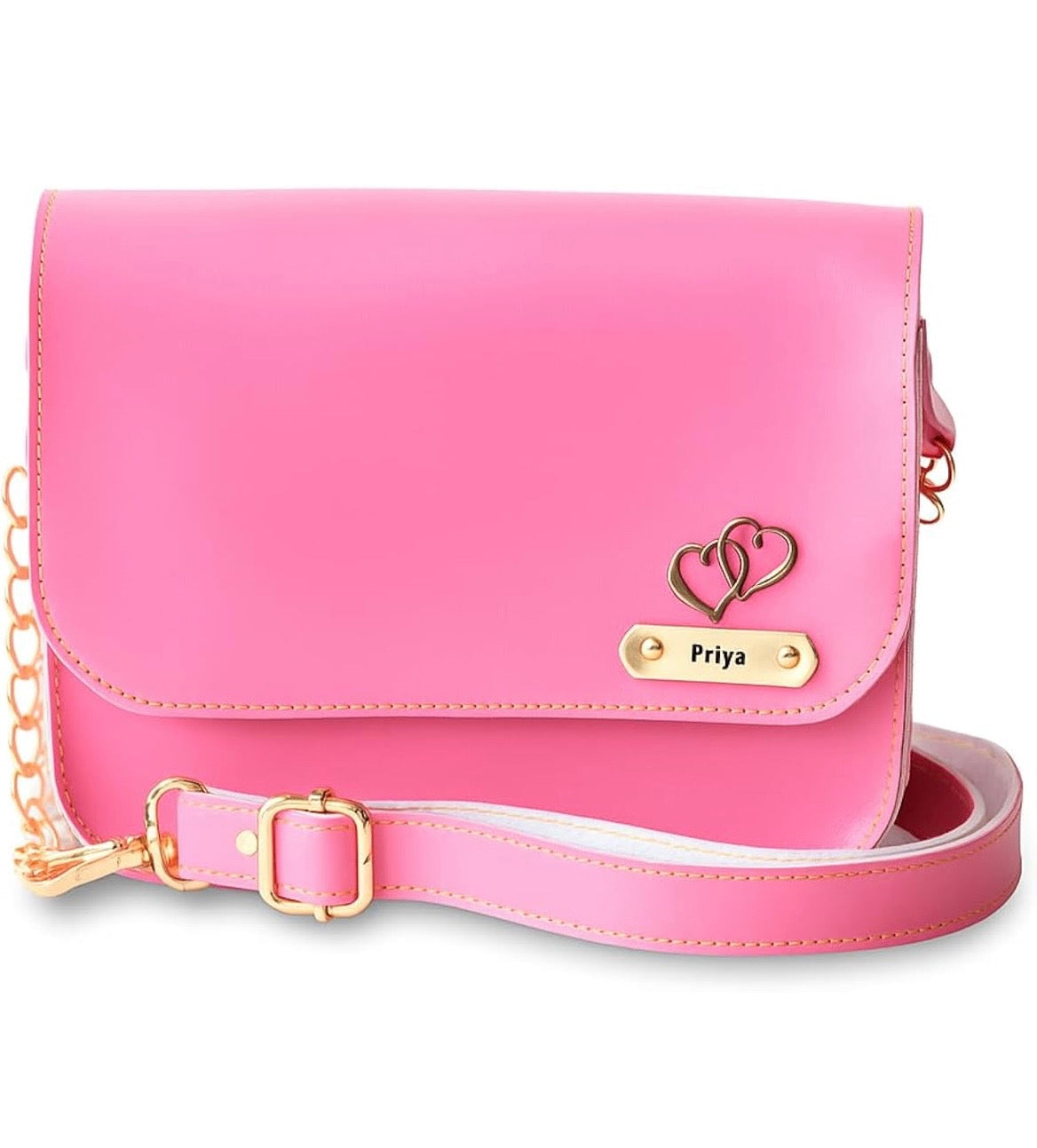 Personalized Women’s Sling Bag with Name Charm – Premium PU Leather Crossbody Purse