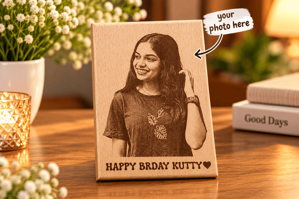 Custom Wooden Photo Engraving Frame – Premium Gift