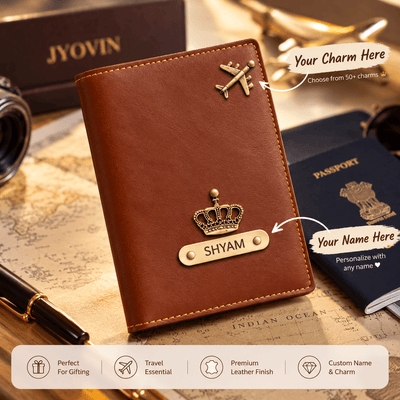 Personalized Leather Passport Cover with Name & Charms | Travel Gift