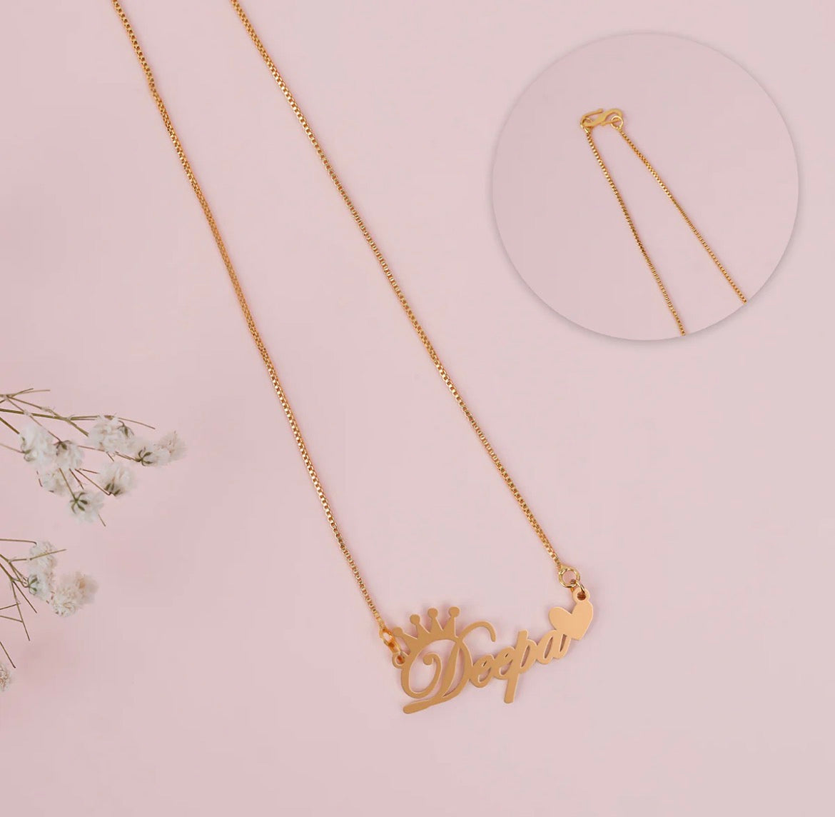 Custom Name Crown Necklace – Gold Finish