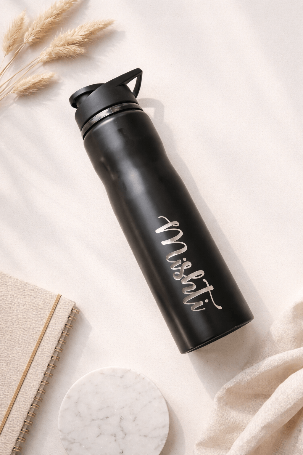Personalized Black Stainless Steel Water Bottle | Custom Name Engraved