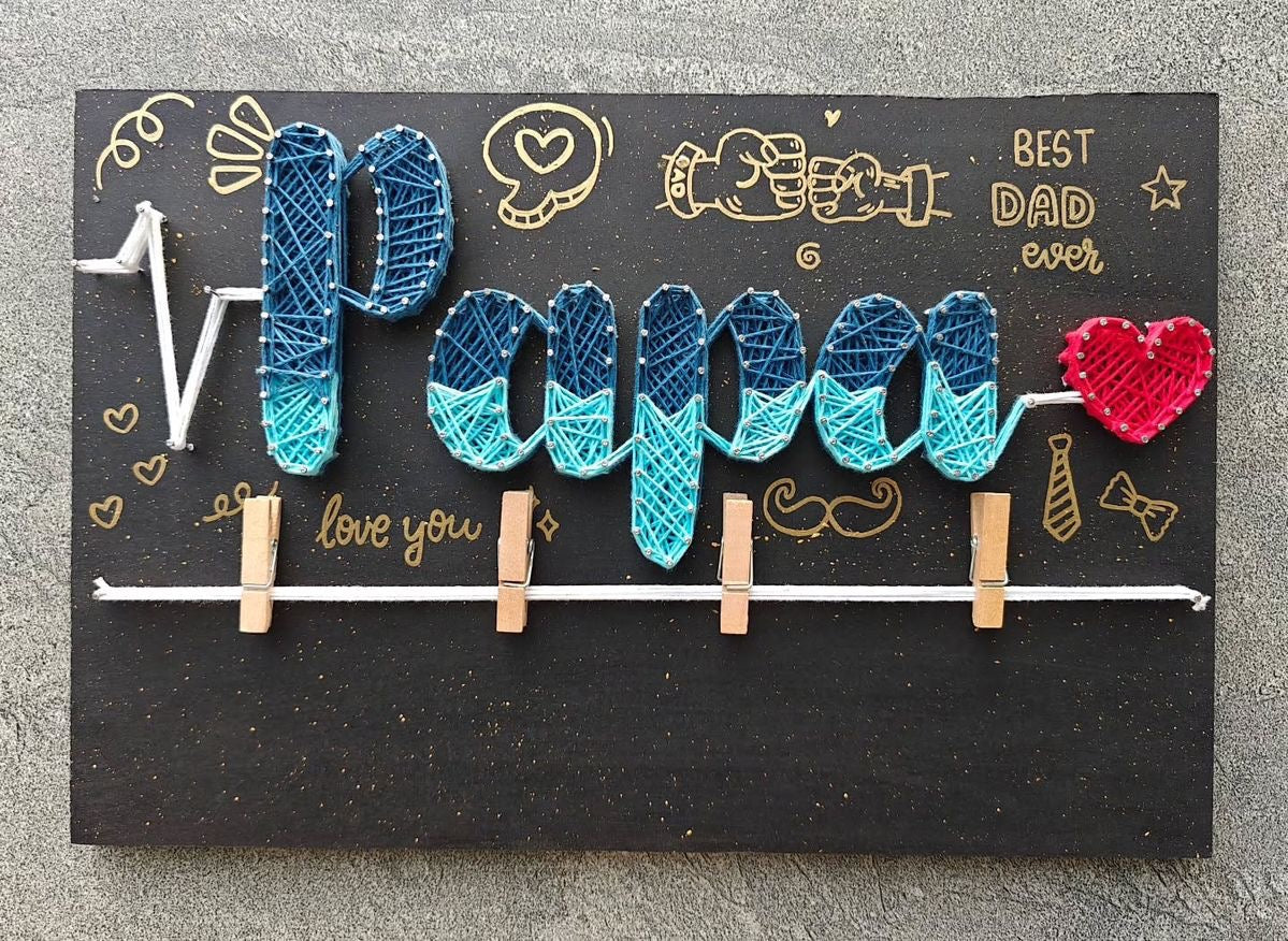 Personalized String Art Photo Board with Names & Photos