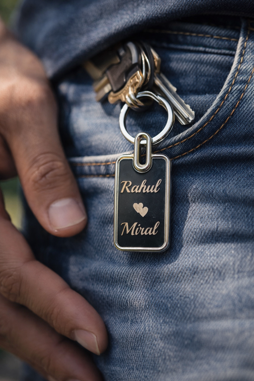Personalized Couple Name Keychain – Custom Engraved Love Keyring Gift