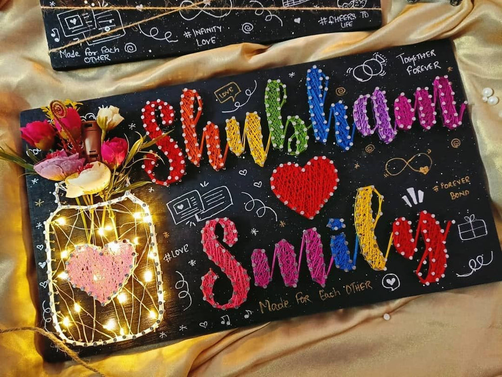 Personalized String Art Photo Board with Names & Photos