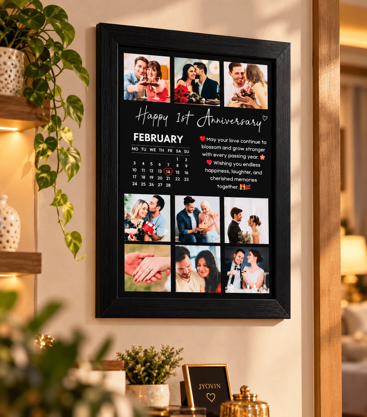 Personalized Anniversary Photo Frame with Custom Calendar & Quotes