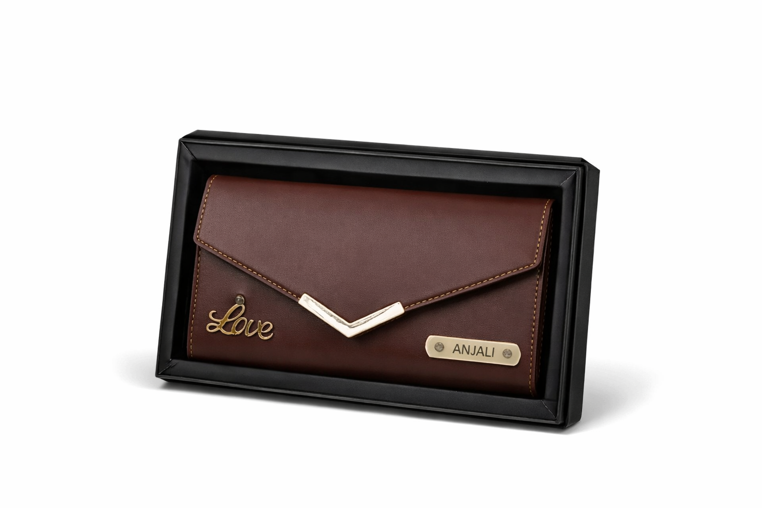 Personalized Envelope Clutch Wallet with Name Plate