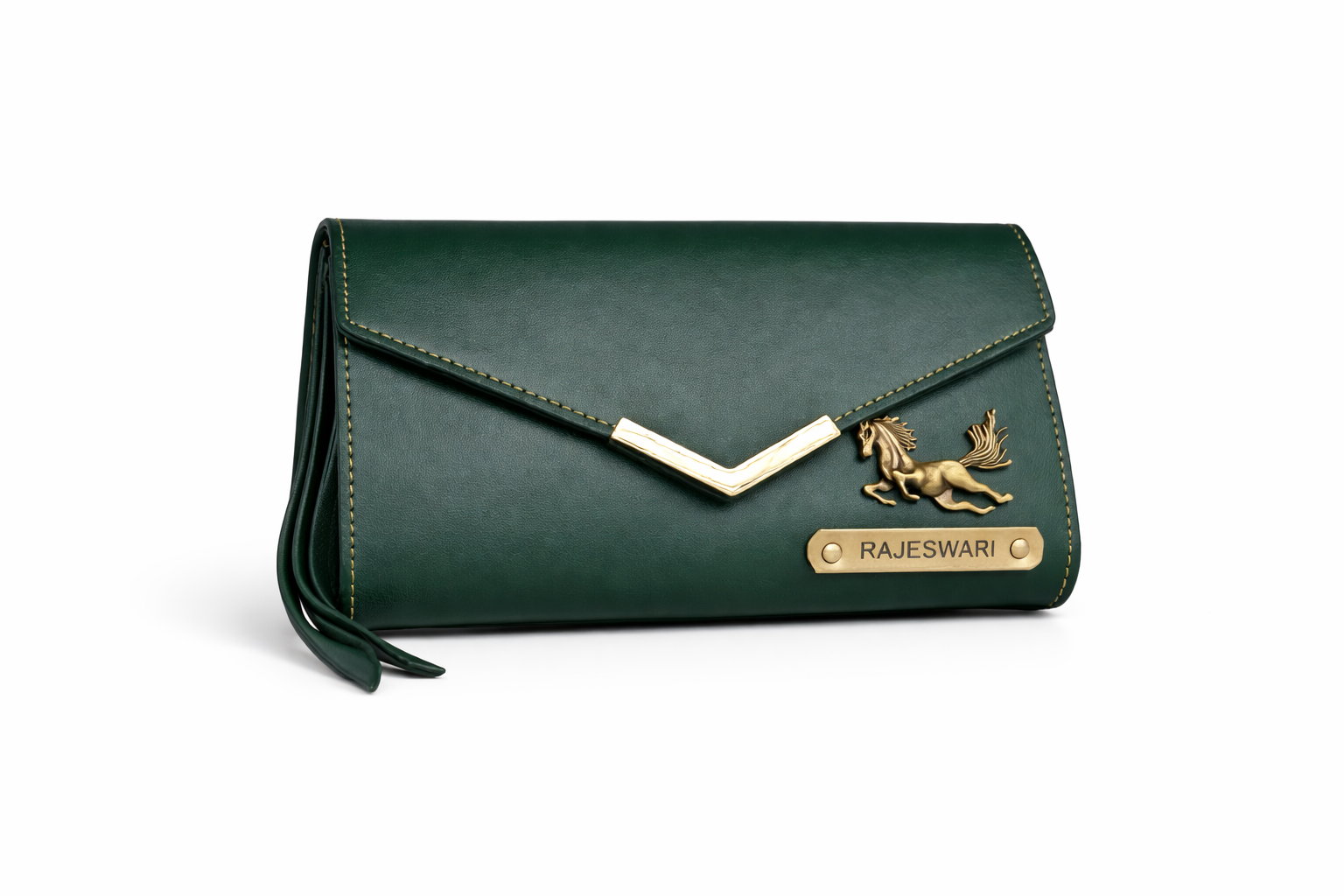 Personalized Envelope Clutch Wallet with Name Plate