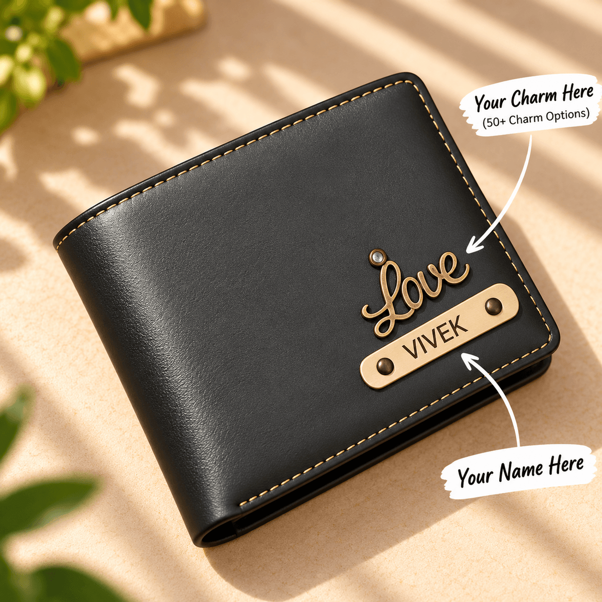 Personalized Premium Men’s Wallet with Custom Name & Charm