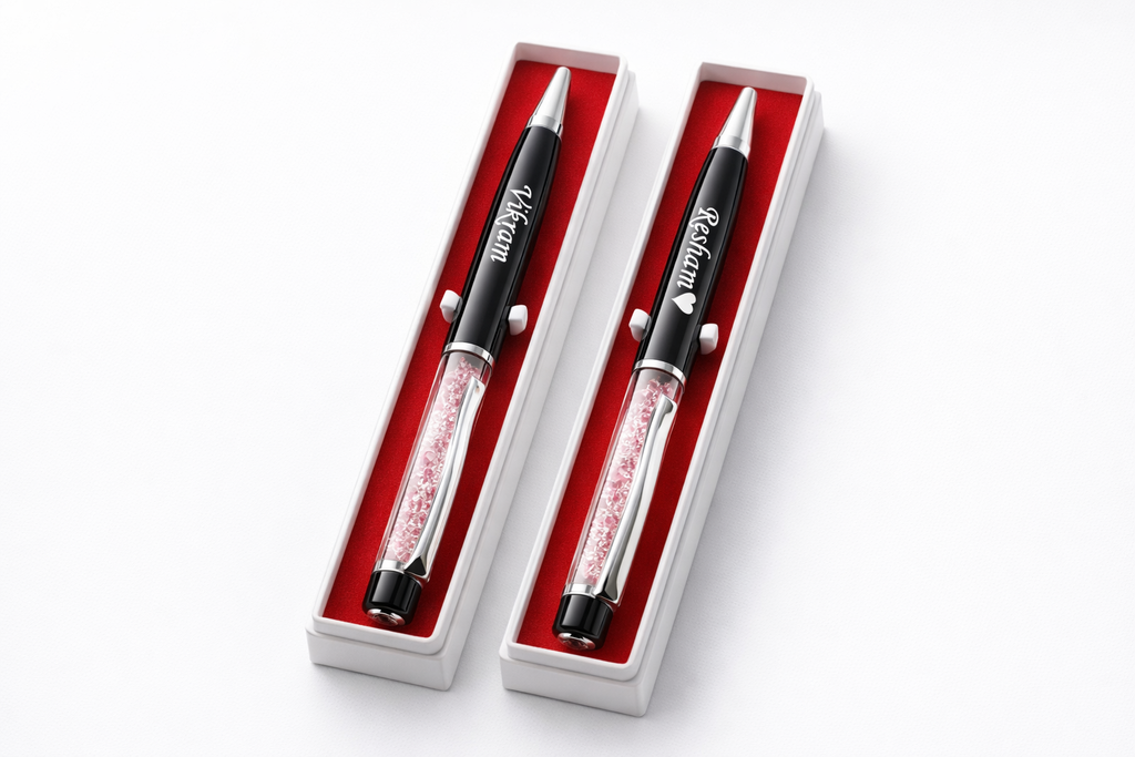 Personalized Black Crystal Pen with Premium Gift Box