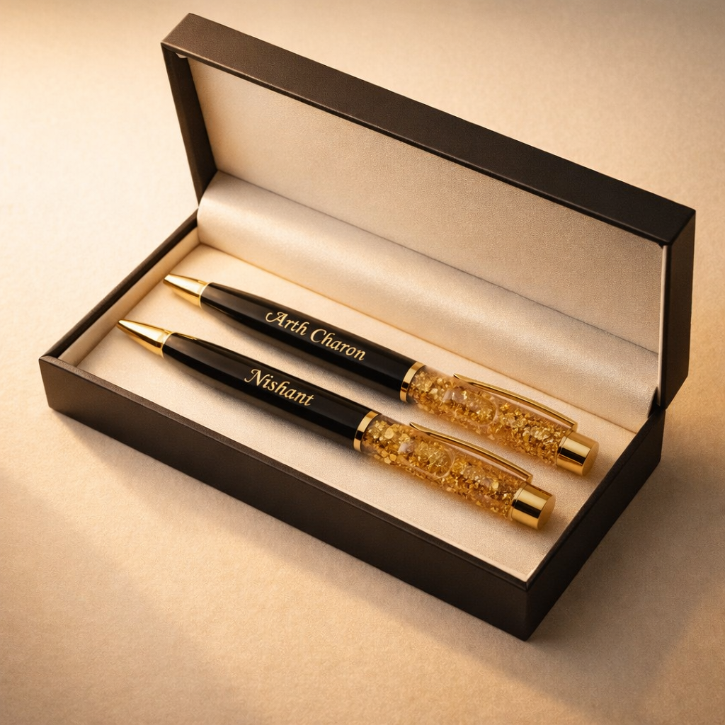 Personalized Gold Flake Luxury Pen – Name Engraved Gift