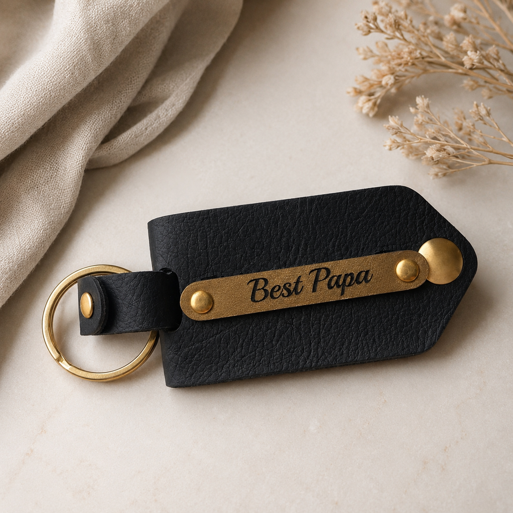Personalized Photo Leather Keychain