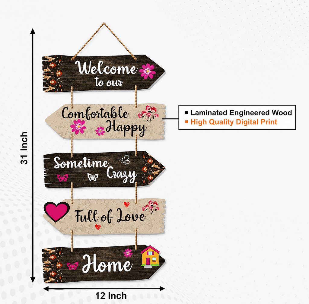 Welcome to Our Home Wooden Wall Hanging | Rustic Decorative Hanging Sign | Home Decor