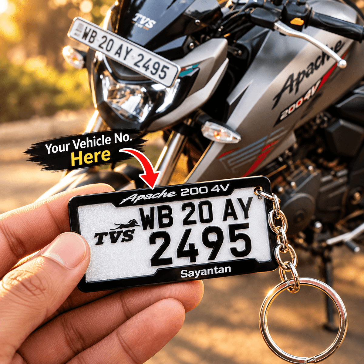 Personalized Vehicle Number Plate Keychain