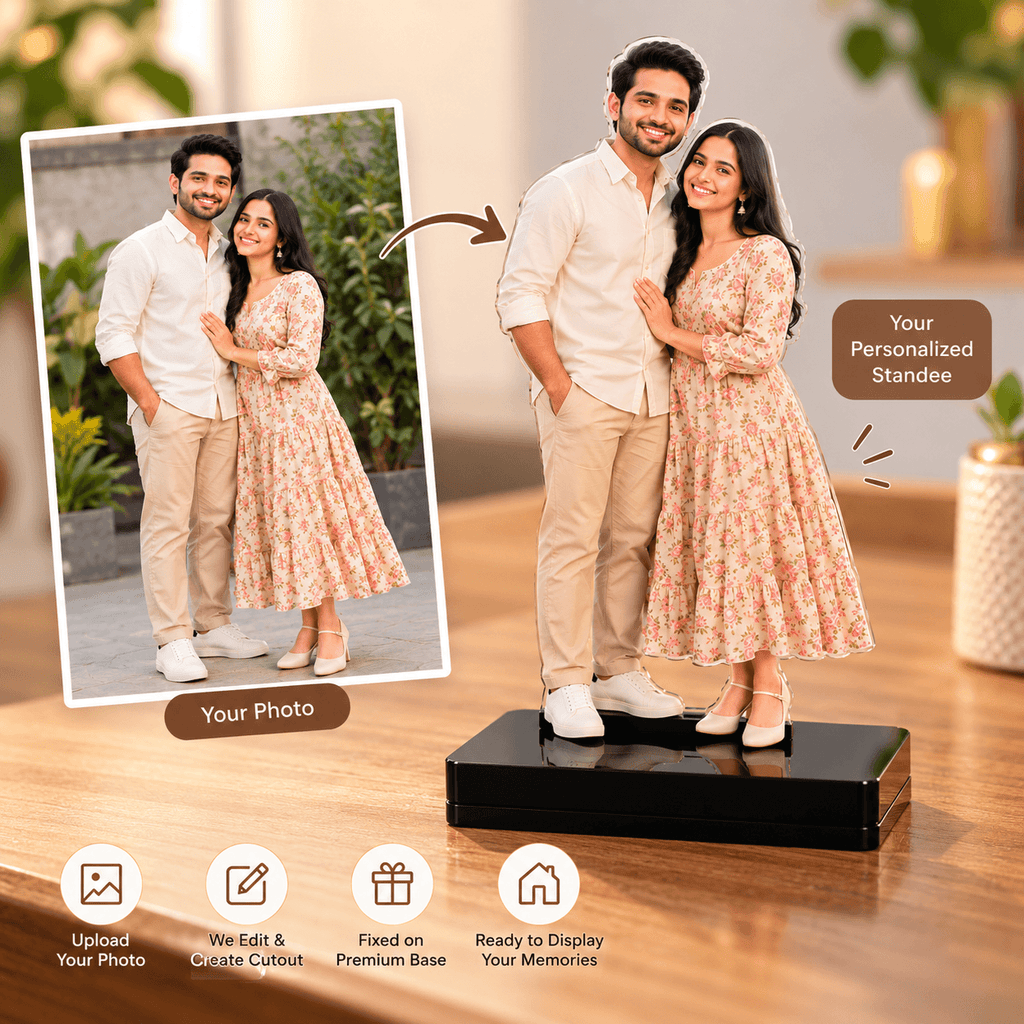Personalized Photo Cutout Standee with Black Base | Custom Photo Gift