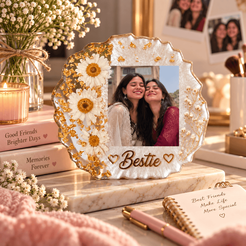 Personalized Resin Photo Frame – Custom Bestie Gift