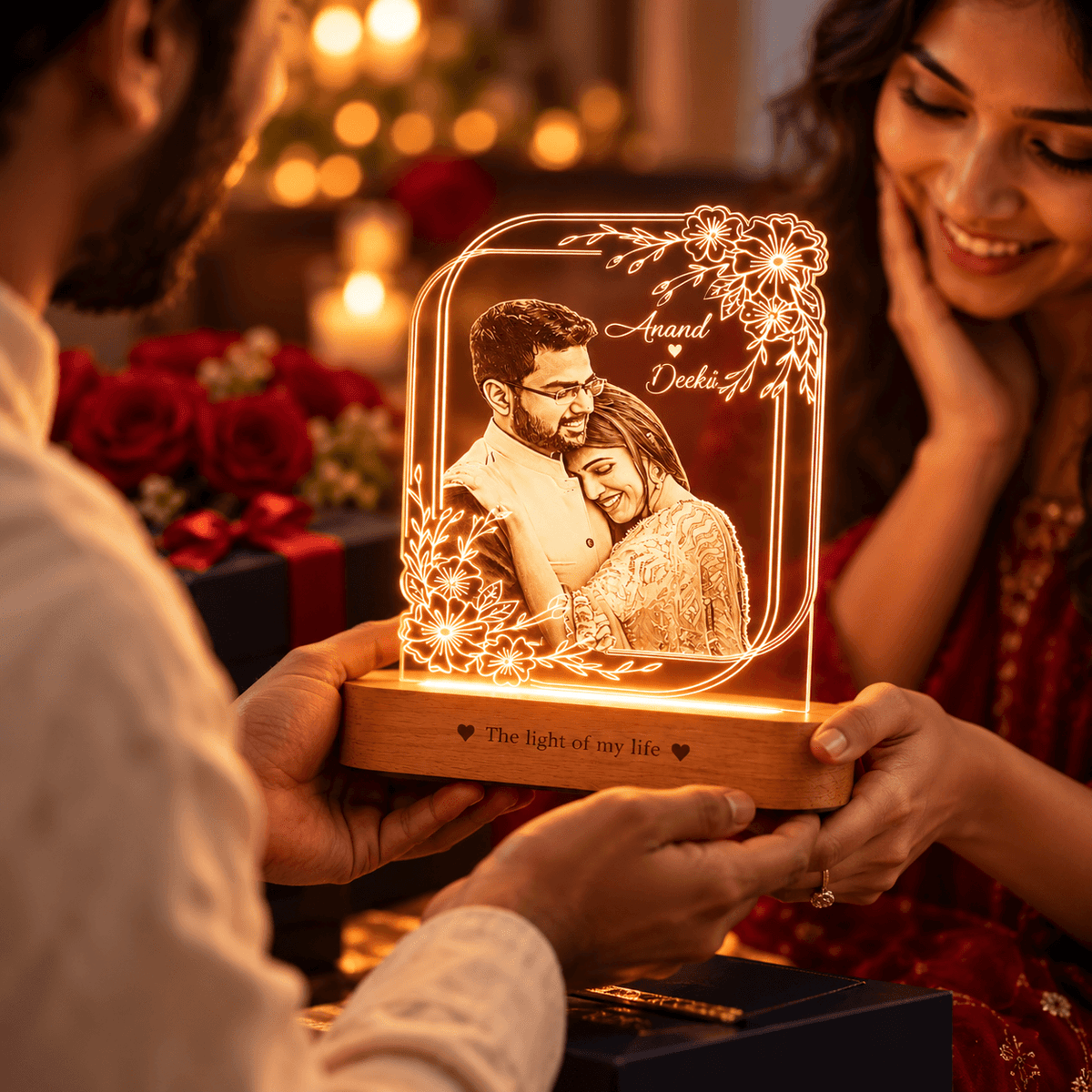 Personalized LED Photo Lamp with Custom Photo & Names | JYOVIN