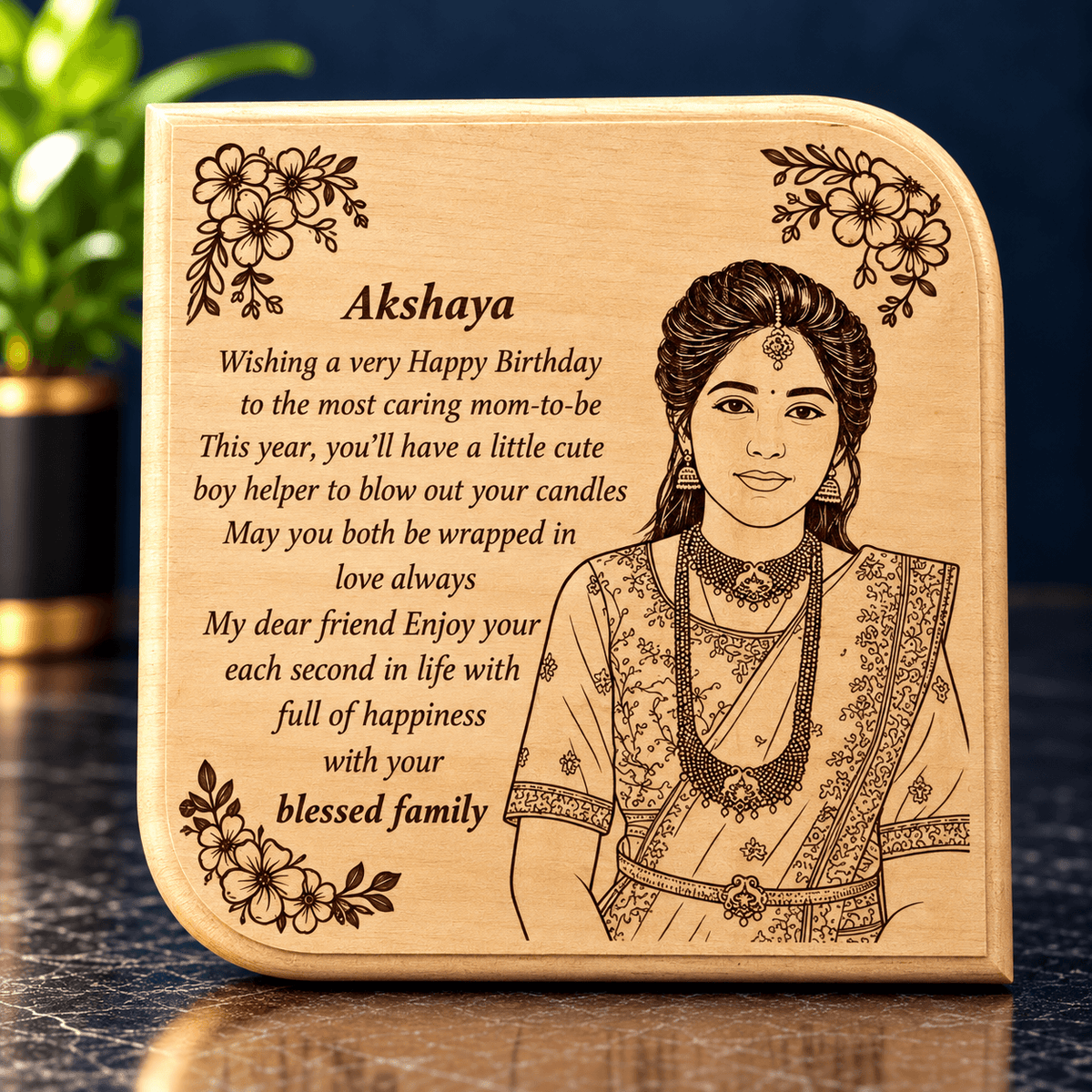 Personalized Wooden Engraved Plaque | Custom Photo & Message Gift