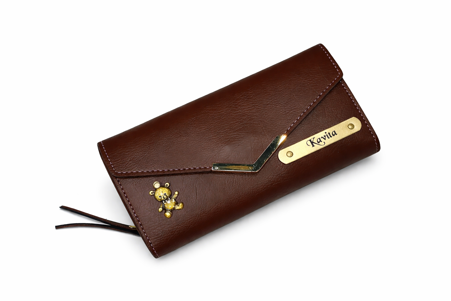 Personalized Envelope Clutch Wallet with Name Plate